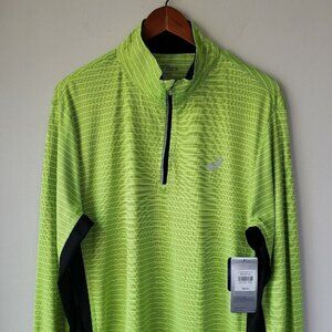 Asics Hydrology Pullover Shirt Quarter Zip Size X-Large Striped Green